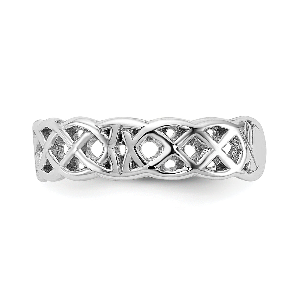 14k White Gold Polished With Design Toe Ring