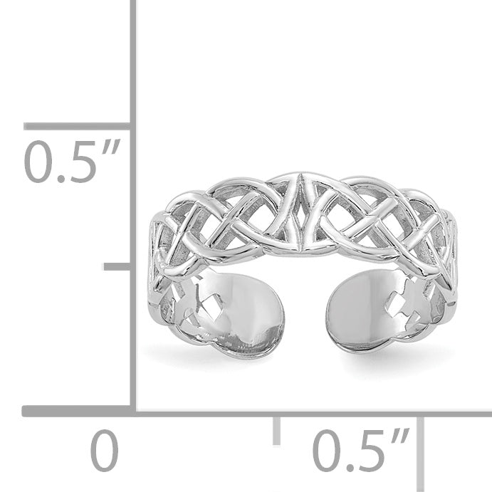 14k White Gold Polished With Design Toe Ring