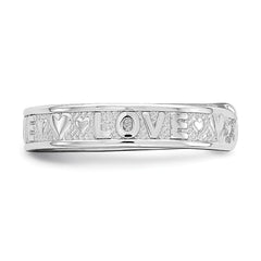 14K White Gold Polished LOVE and Hearts Toe Ring