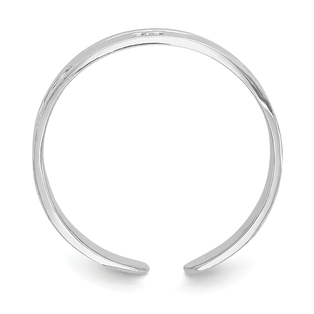 14k White Gold Polished With Hearts Toe Ring