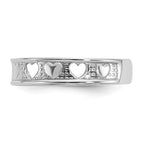 14k White Gold Polished With Hearts Toe Ring