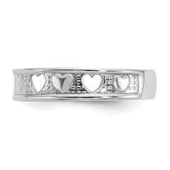 14k White Gold Polished With Hearts Toe Ring