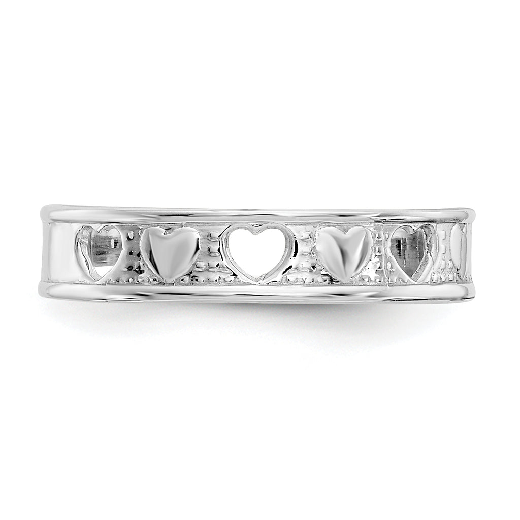14k White Gold Polished With Hearts Toe Ring