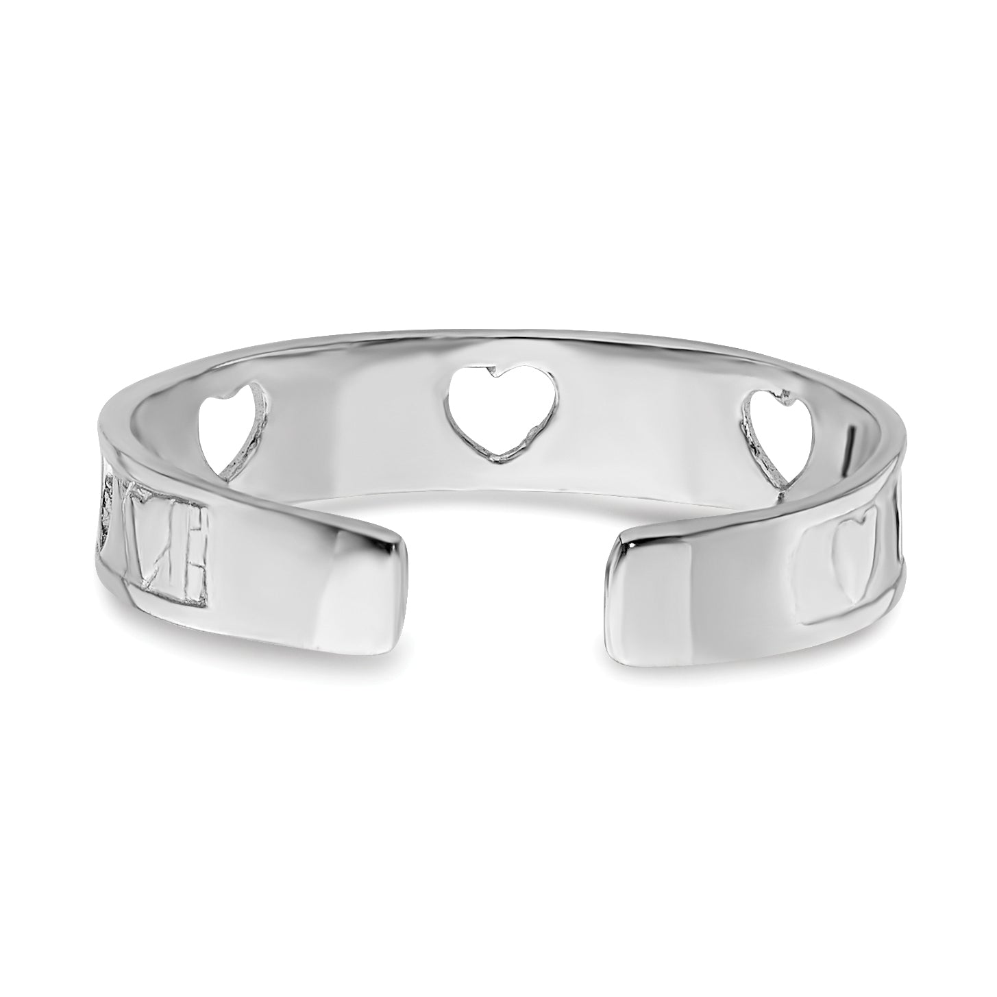 14k White Gold Polished With Hearts Toe Ring