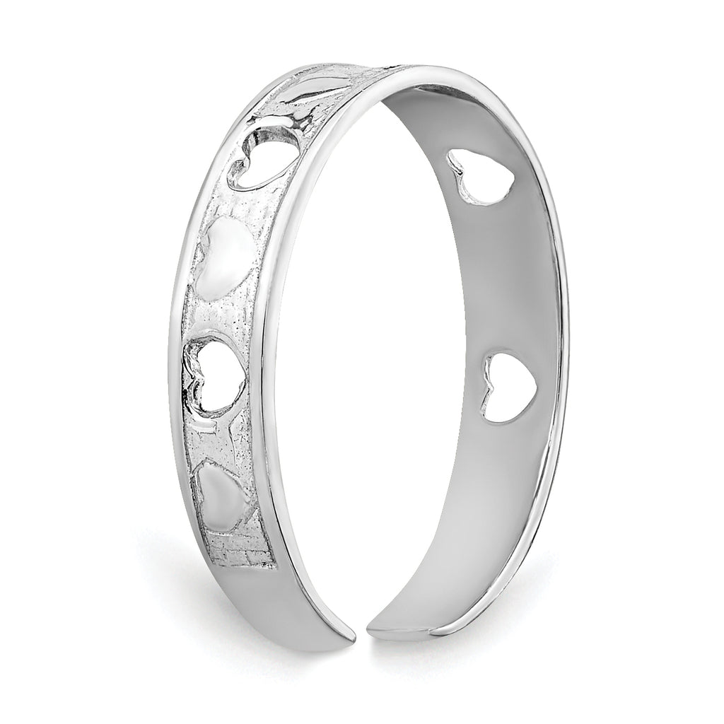 14k White Gold Polished With Hearts Toe Ring