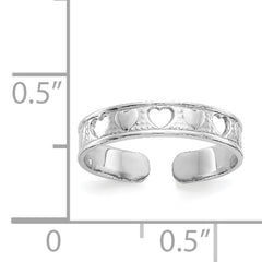 14k White Gold Polished With Hearts Toe Ring