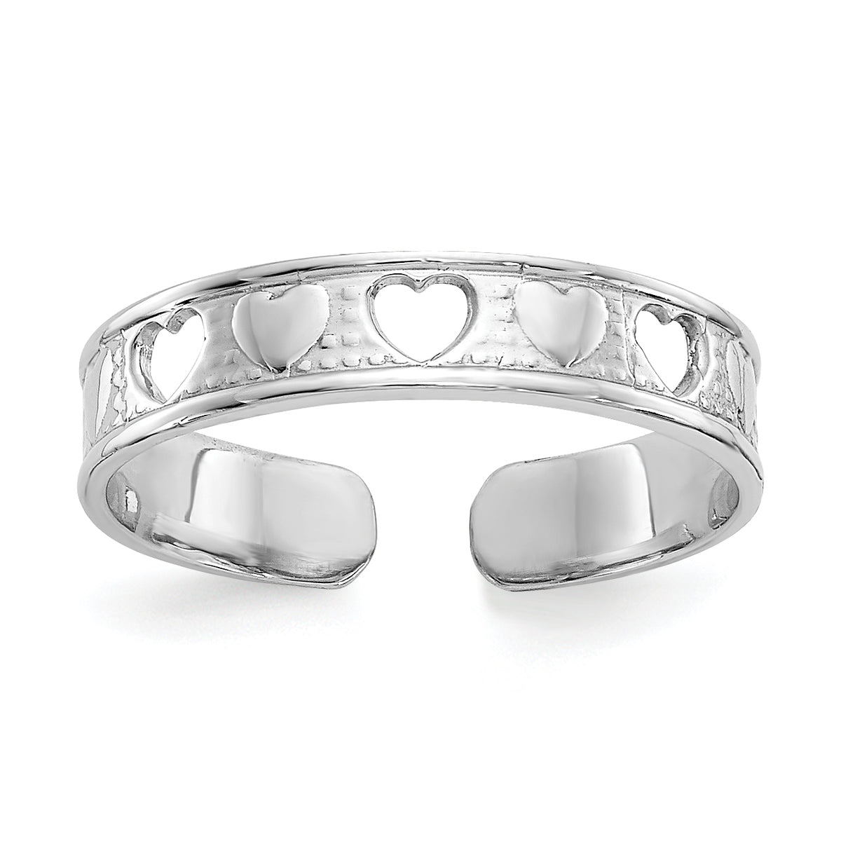 14k White Gold Polished With Hearts Toe Ring