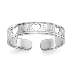 14k White Gold Polished With Hearts Toe Ring
