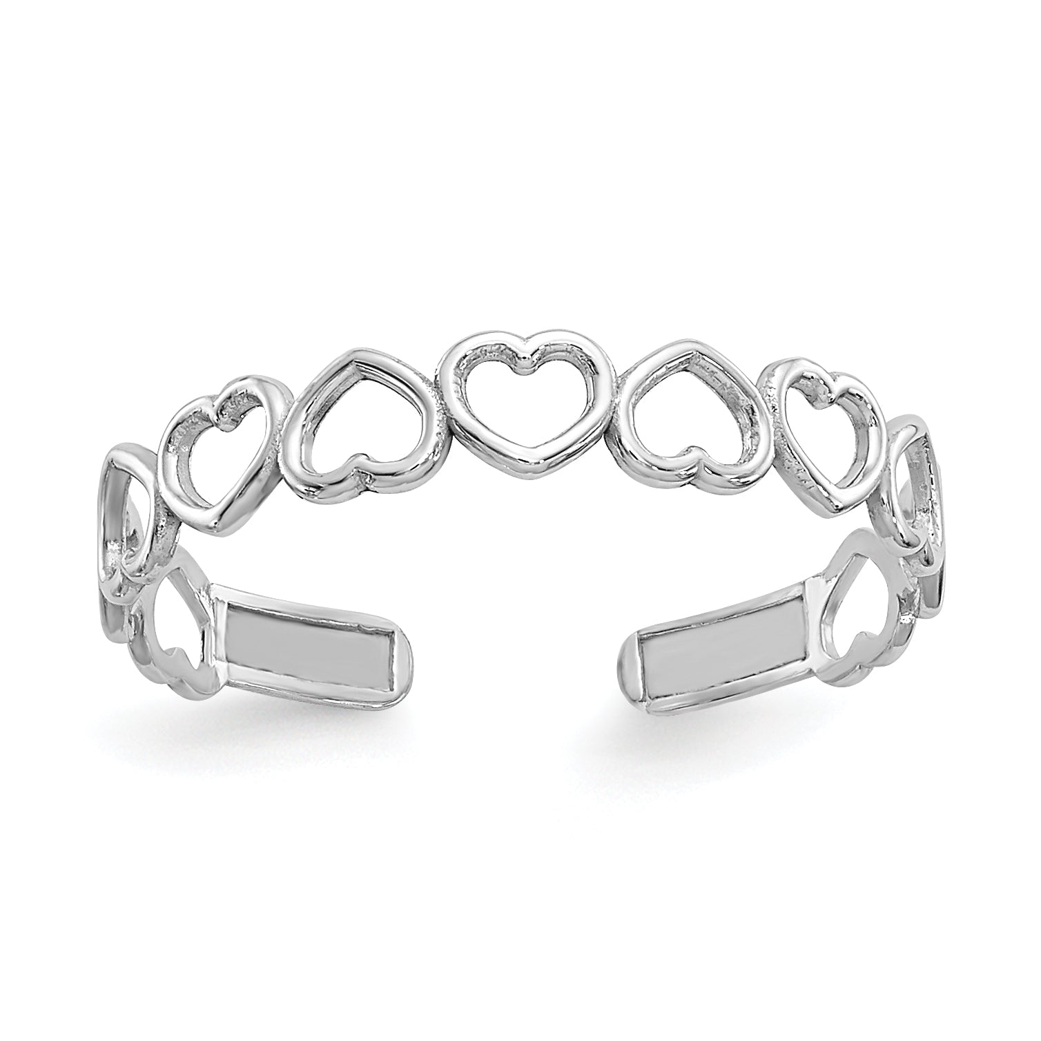 14k White Gold Polished Cut Out Hearts Toe Ring Main image