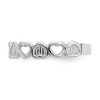 14k White Gold Polished Hearts Toe Ring