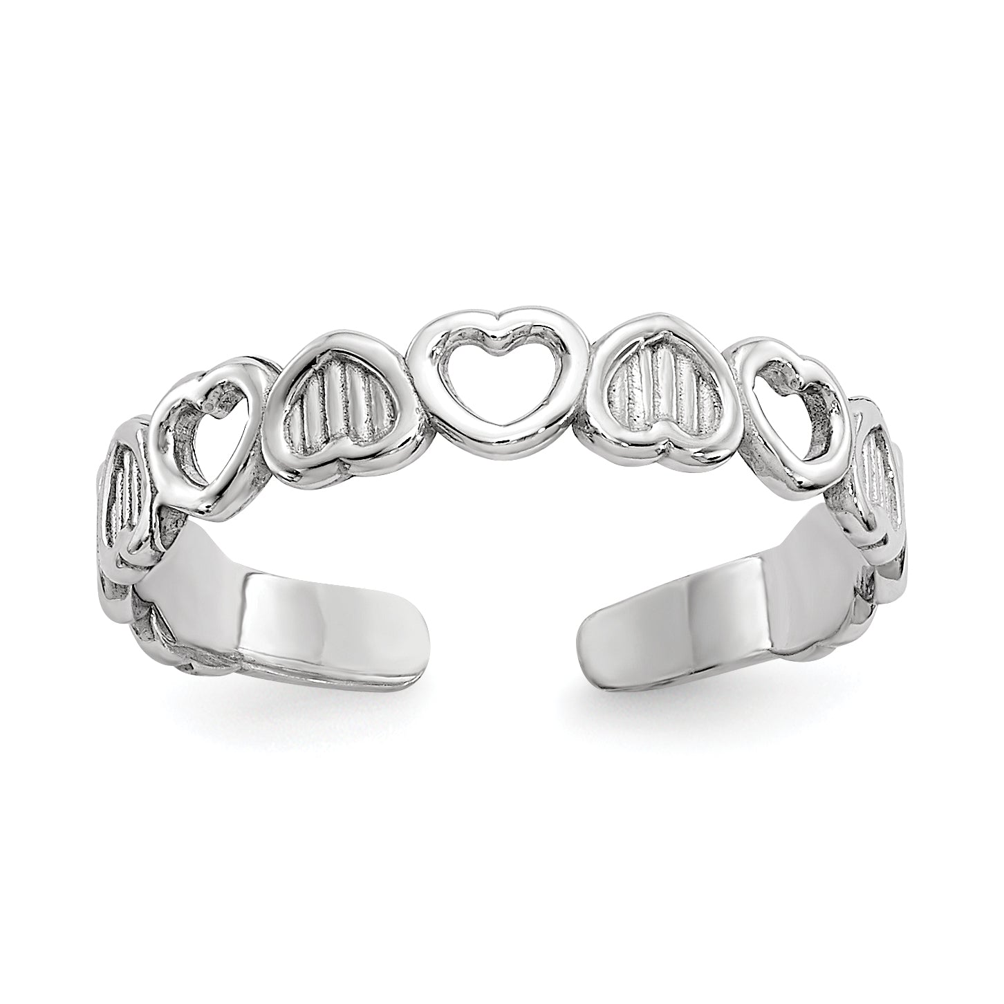 14k White Gold Polished Hearts Toe Ring Main image