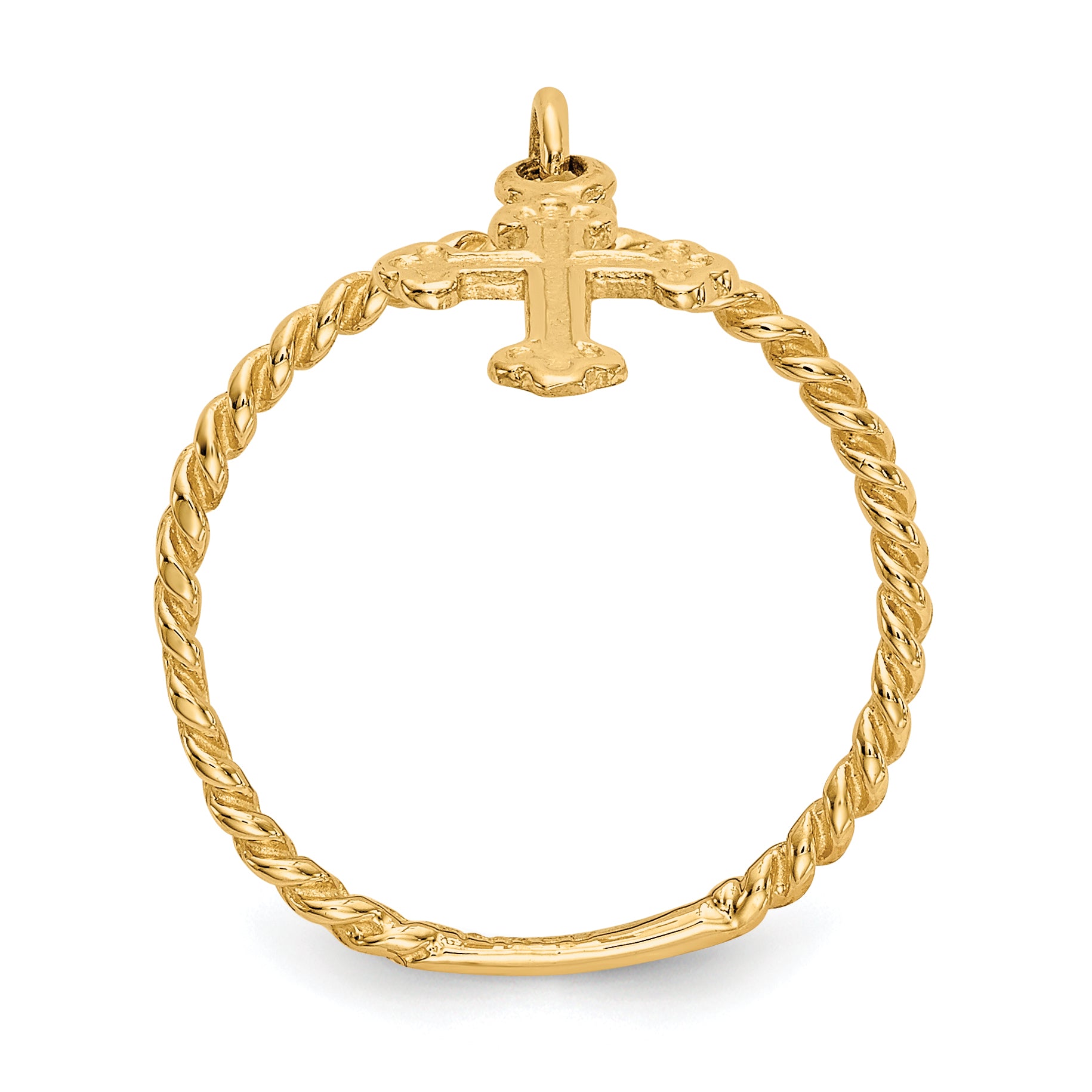 14k Cross Dangle Twisted Band Child's Ring - 4