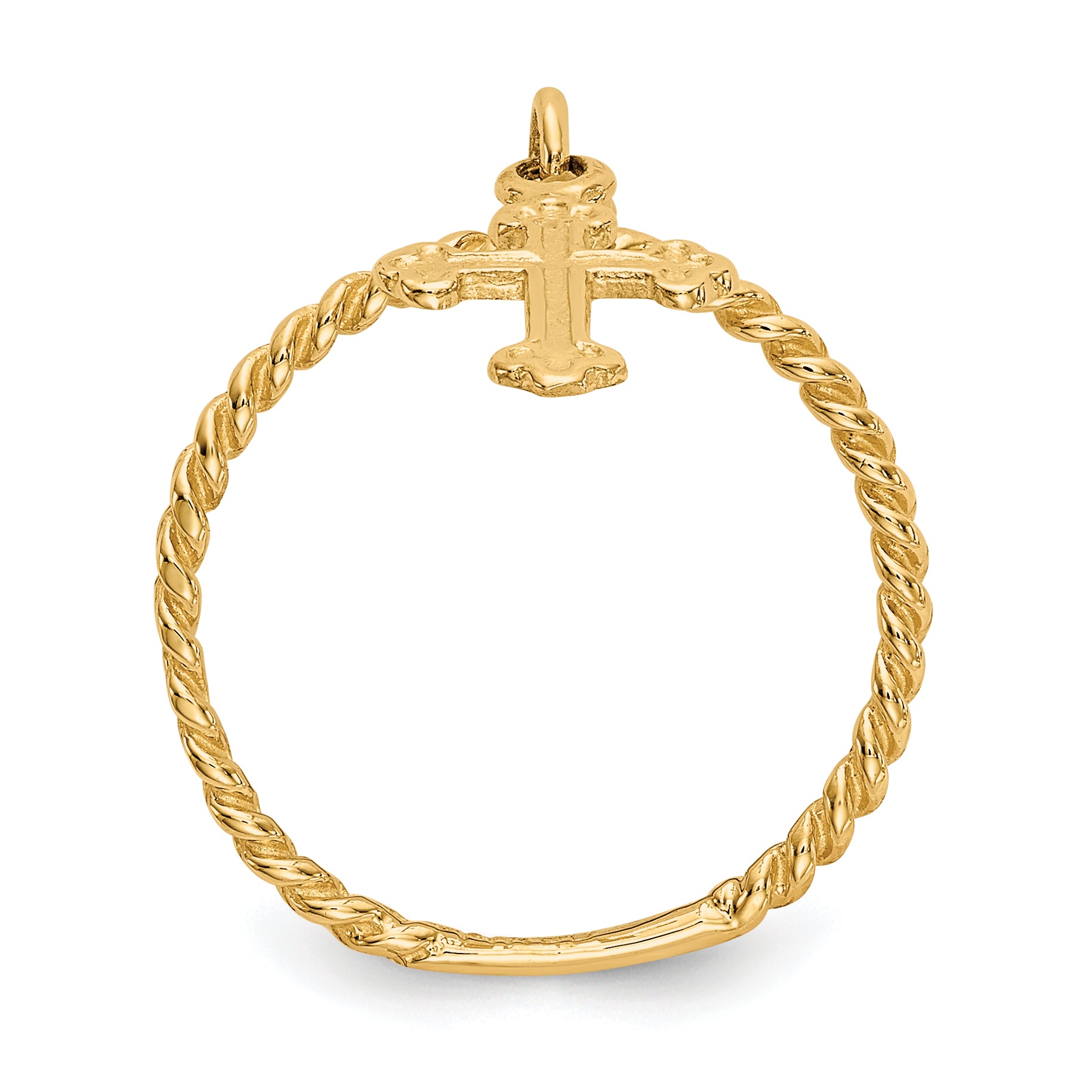 14k Cross Dangle Twisted Band Child's Ring