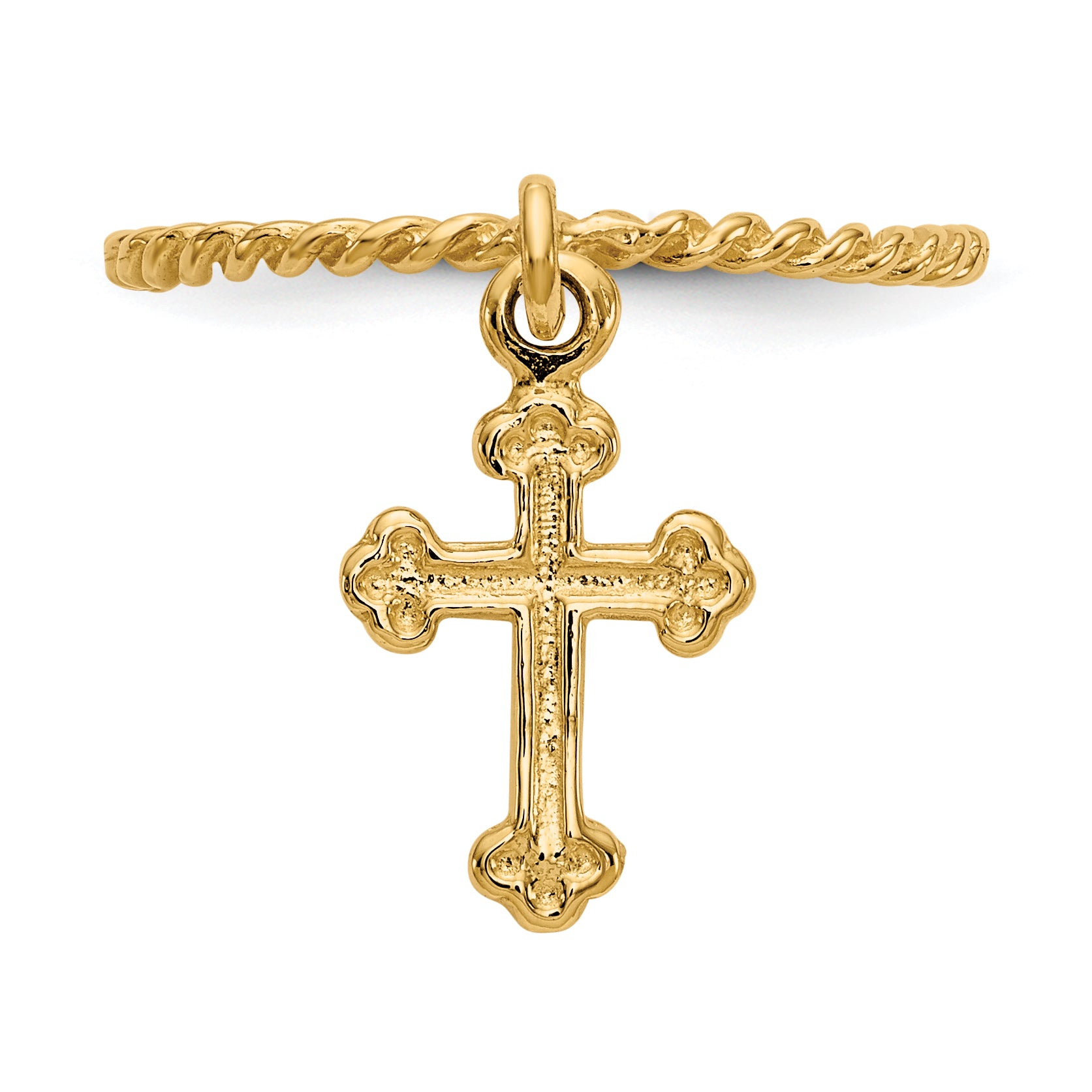 14k Cross Dangle Twisted Band Child's Ring - 4