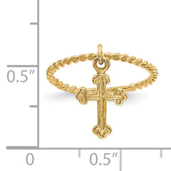 14k Cross Dangle Twisted Band Child's Ring