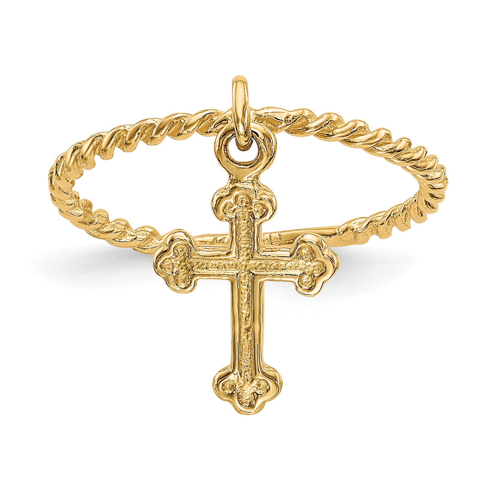 14k Cross Dangle Twisted Band Child's Ring