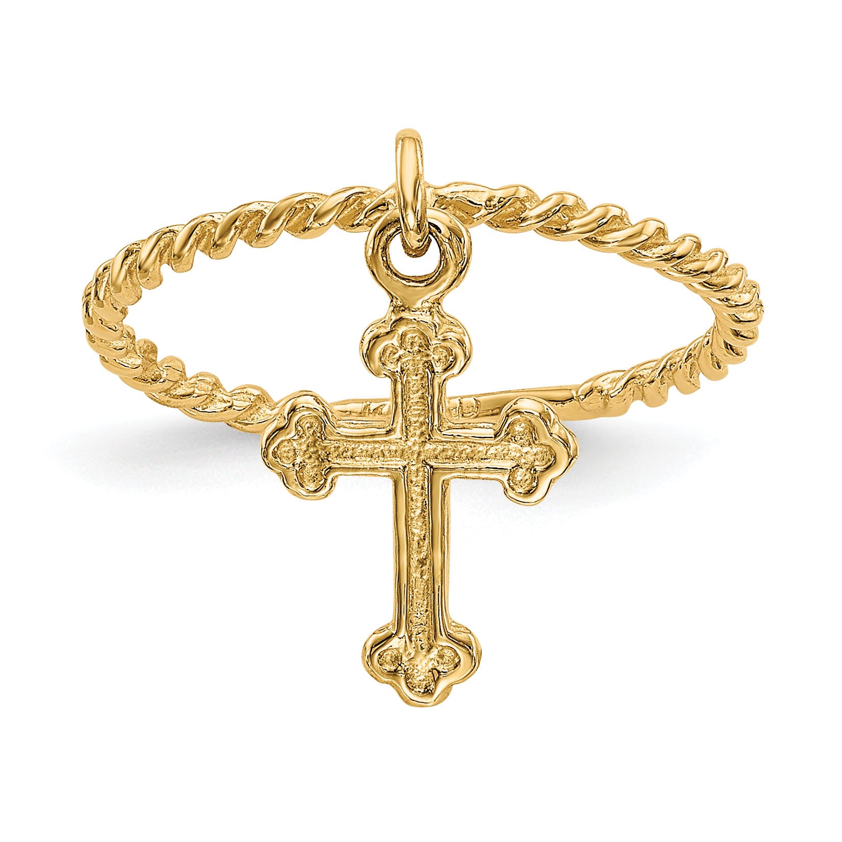 14k Cross Dangle Twisted Band Child's Ring Main image