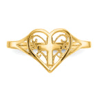 14k Polished Heart With Cross Ring