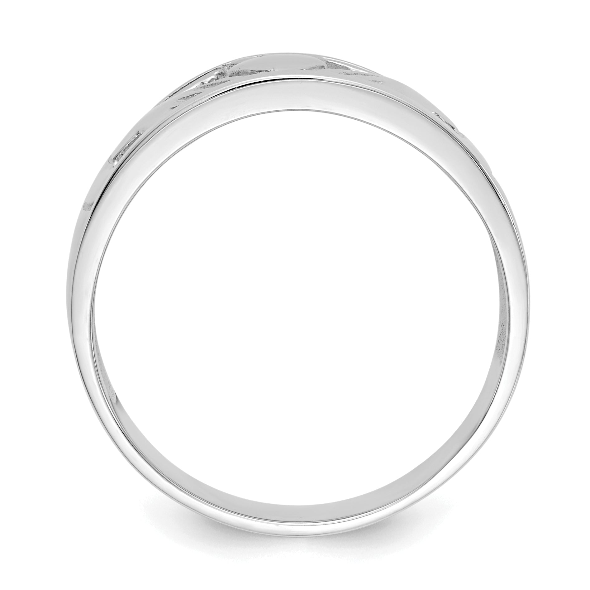 14k White Gold Ladies Polished Claddagh Band - 7
