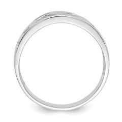 14k White Gold Ladies Polished Claddagh Band - 7
