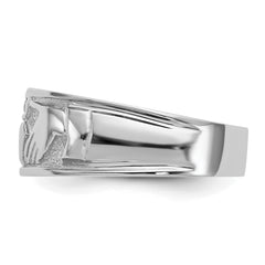 14k White Gold Ladies Polished Claddagh Band - 7