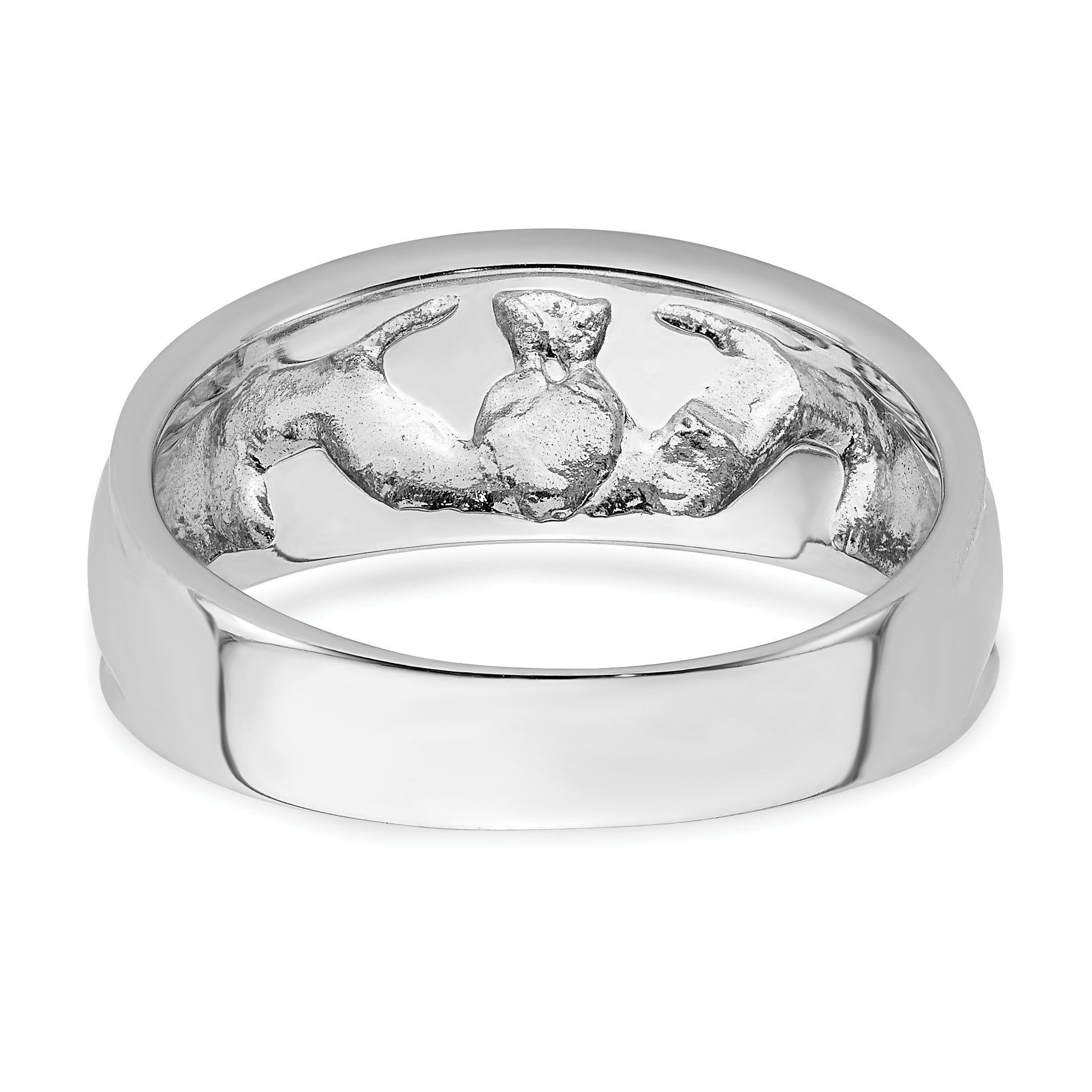 14k White Gold Ladies Polished Claddagh Band - 7