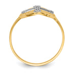 14k Yellow & White Gold Diamond Filigree Cross Ring