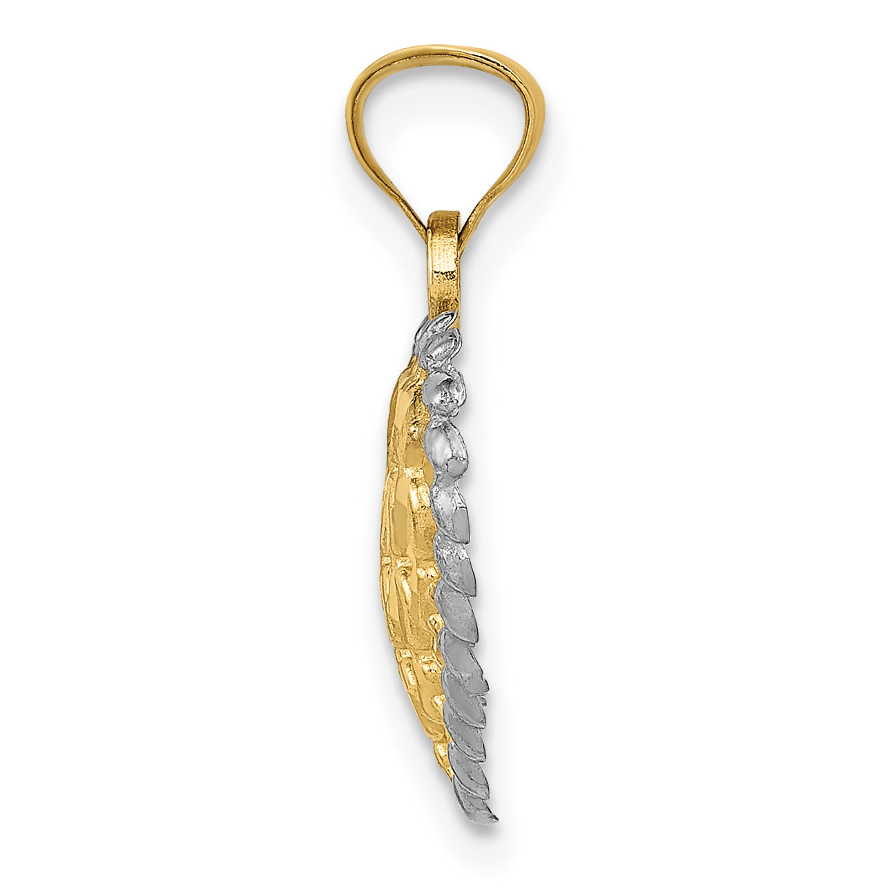 14K Gold and White Rhodium Heart Pendant with Polished Diamond-Cut Finish Secondary image