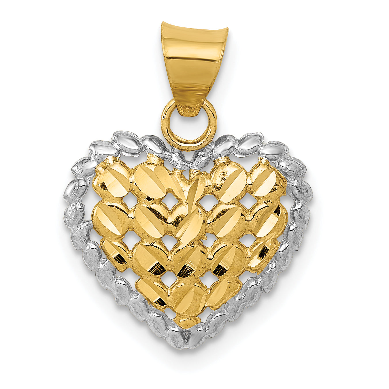 14K and White Rhodium Polished D/C Heart Pendant Main image