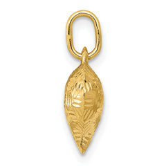 14K Gold Polished 3D Basket Weave Heart Pendant  Elegant Woven Design