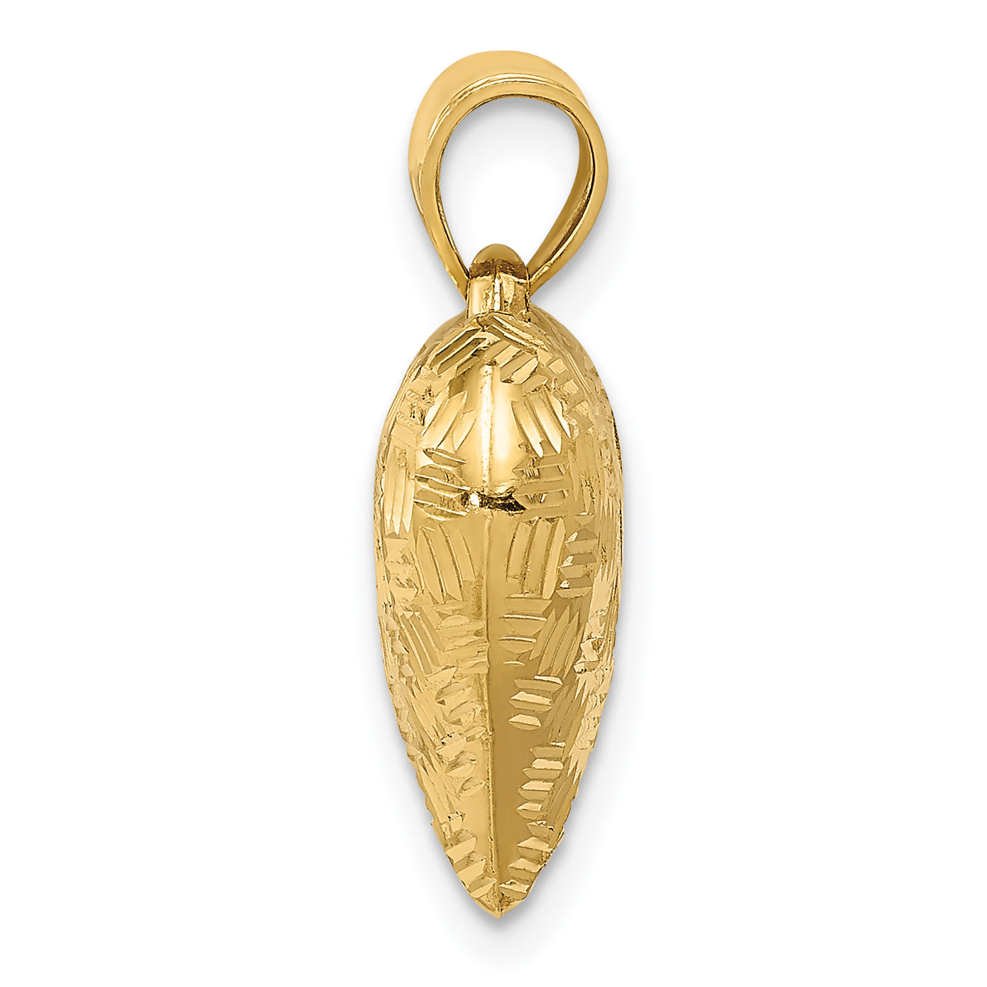14K Gold Polished 3D Heart Pendant with Basket Weave Design