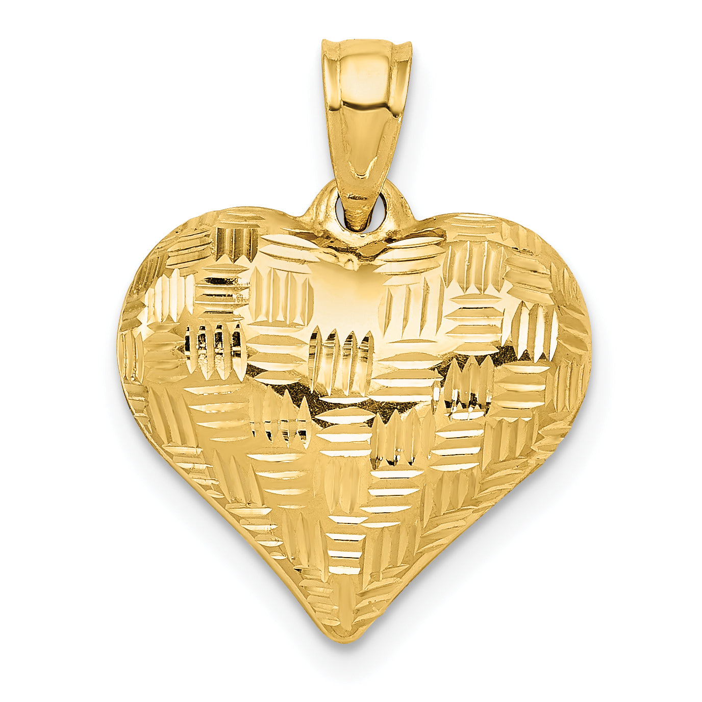 14K Polished Basket Weave Pattern 3-D Heart Pendant Main image