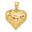 14K Polished Basket Weave Pattern 3-D Heart Pendant