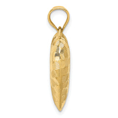 14K Gold Polished 3D Heart Pendant with Basket Weave Design