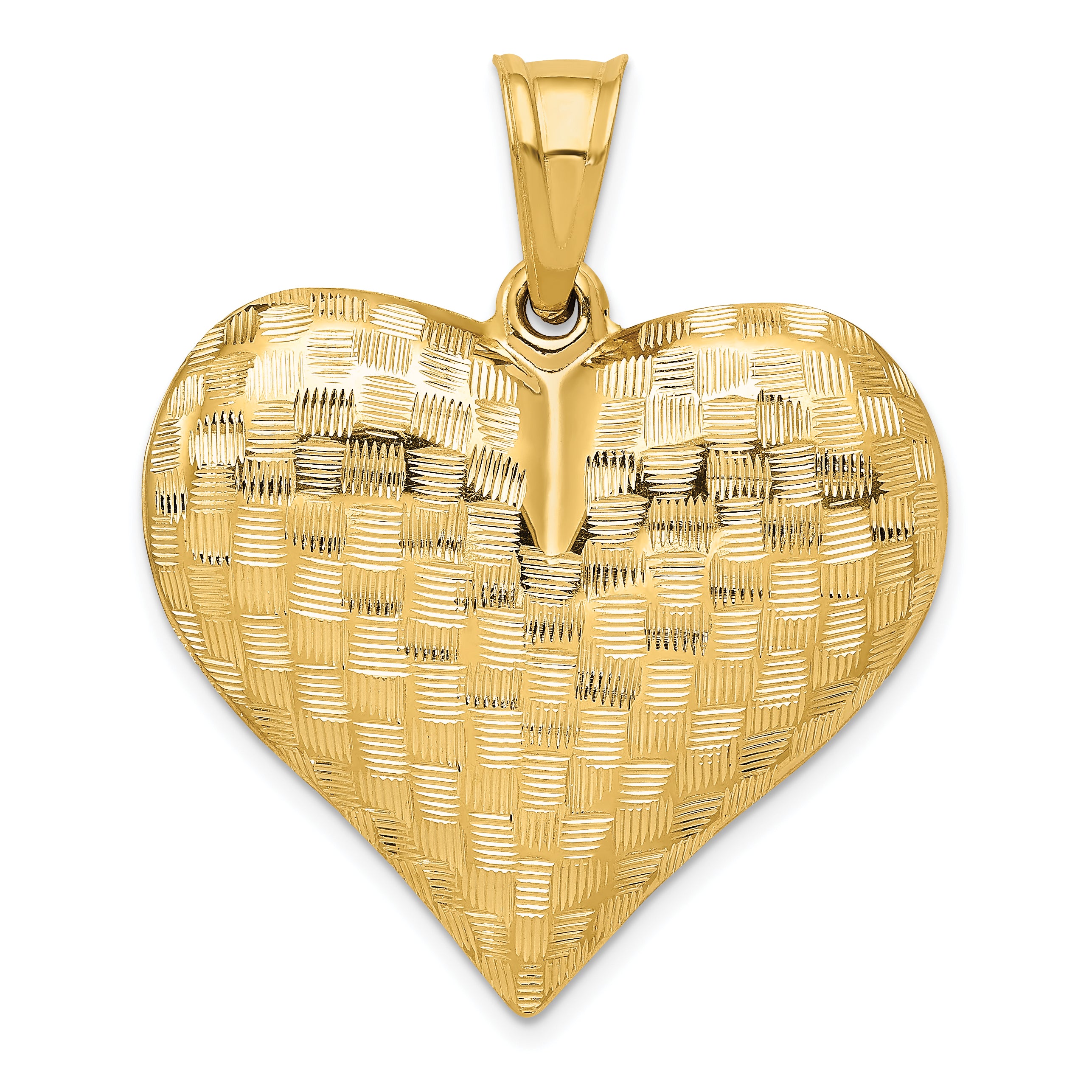 14K Gold Textured Puff Heart Pendant Elegant Gift-Ready Charm