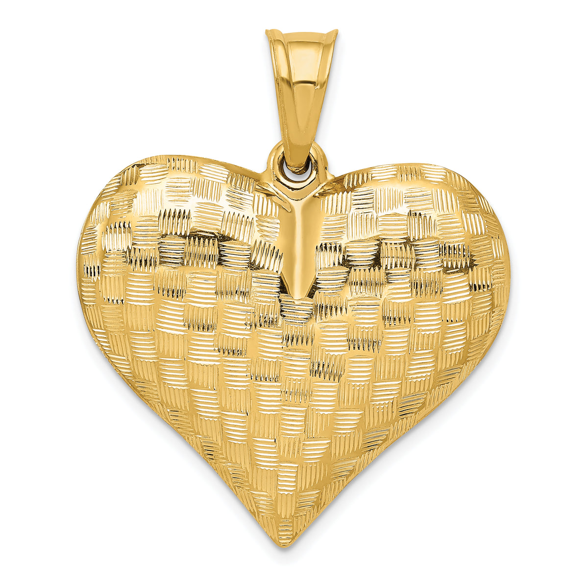 14K Gold Textured Puff Heart Pendant Elegant Gift-Ready Charm