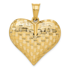 14K Gold Textured Puff Heart Pendant Elegant Gift-Ready Charm