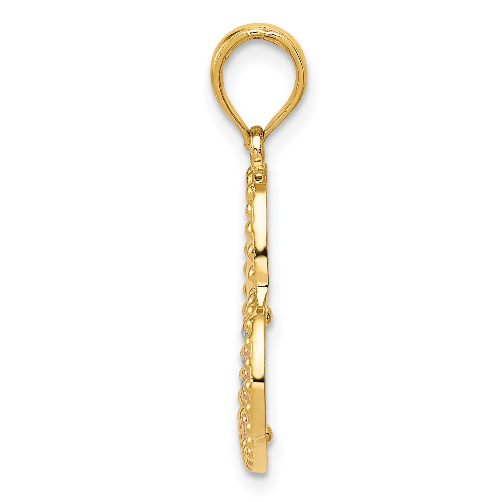 14K Two-Tone Gold Hearts Pendant with White Rhodium Polished Finish Secondary image