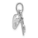 14K White Gold 3D Heart, Cross, and Anchor Pendant with Polished Rhodium Finish