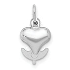 14K White Gold 3D Heart, Cross, and Anchor Pendant with Polished Rhodium Finish