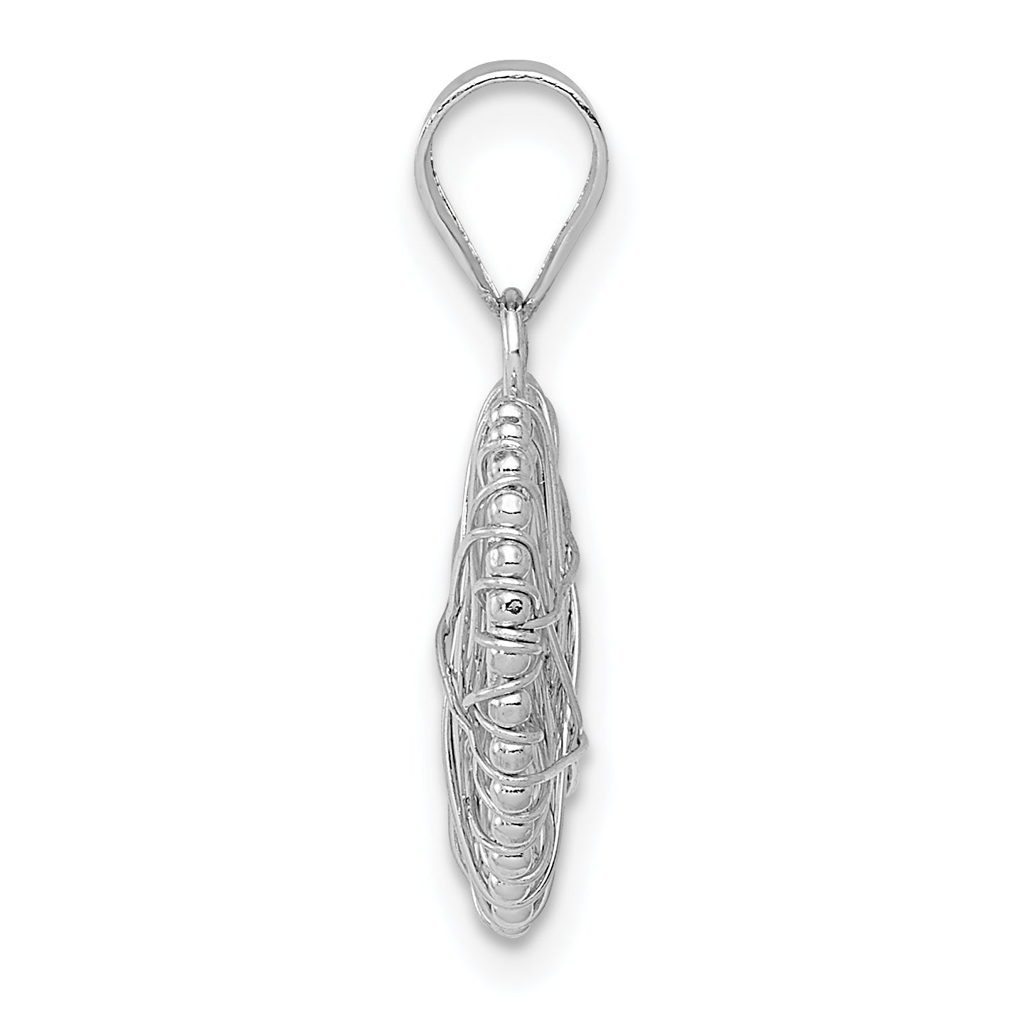 14K White Gold Open Wire Heart Pendant with Polished Finish