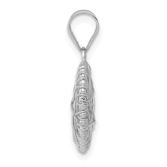 14K White Gold Open Wire Heart Pendant with Polished Finish