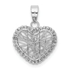 14K White Gold Open Wire Heart Pendant with Polished Finish