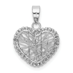 14K White Gold Open Wire Heart Pendant with Polished Finish