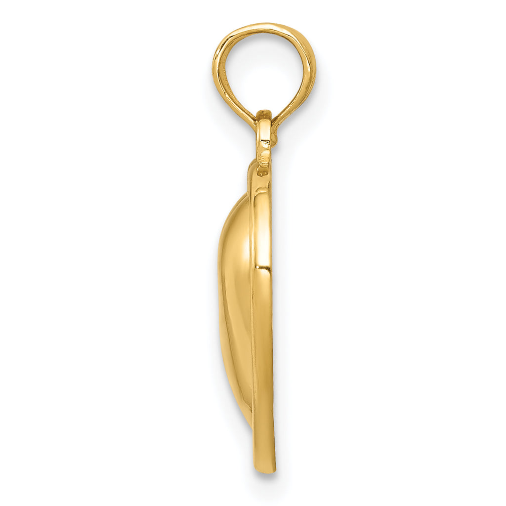 14K Gold Polished Domed Heart Pendant Elegant Casted Design by Sophia Jewelers