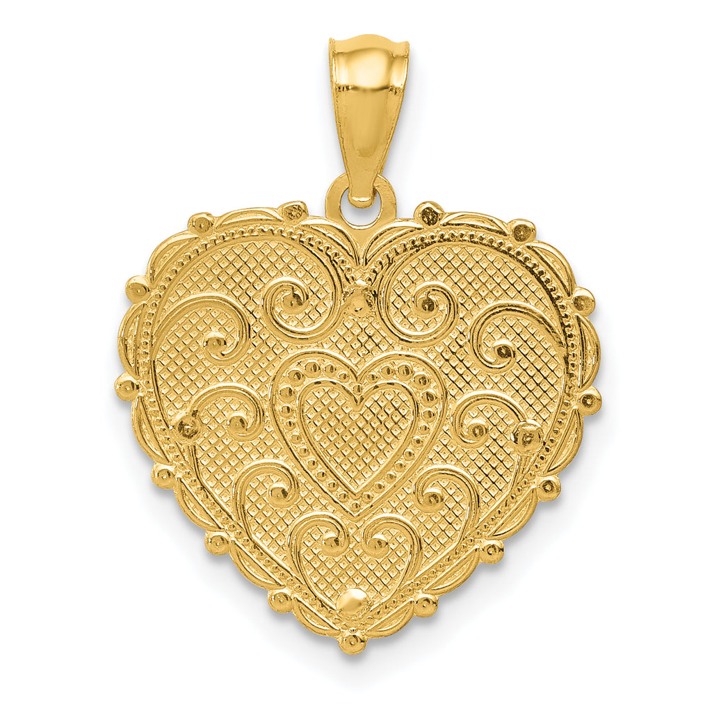 14K Tri-Color Gold #1 MOM Polished Shadowbox Pendant Elegant & Reversible