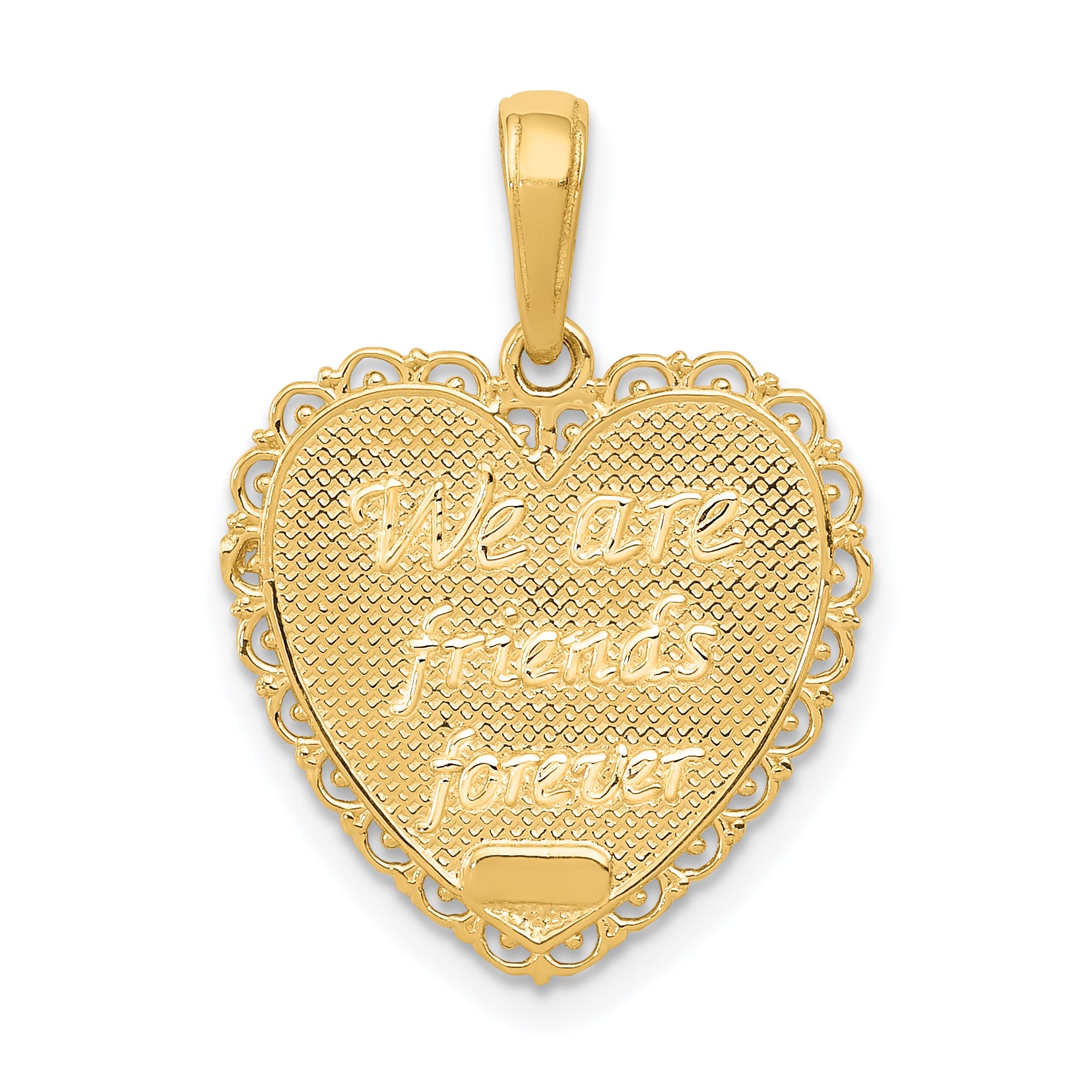 14K Gold Reversible Sister-Friends Forever Pendant Casted Solid Design