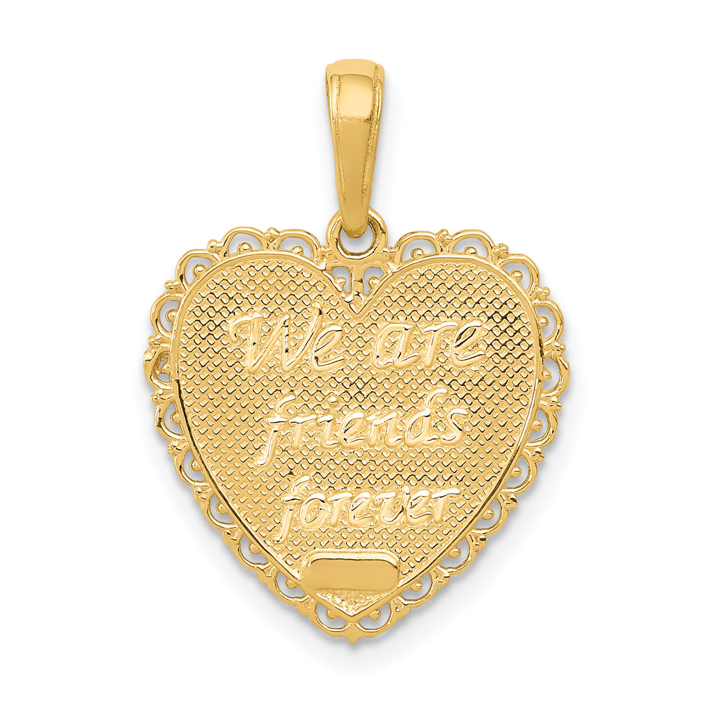 14K Gold Reversible Sister-Friends Forever Pendant Casted Solid Design