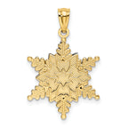 14K Two-Tone Gold Snowflake Pendant with Polished Textured Finish Elegant Design