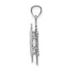 14K White Gold Snowflake Pendant with Polished and Textured Finish